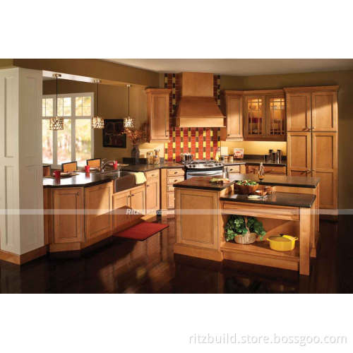 American Style Cherry Wood Kitchen Cabinet Solid Wood Beach Ktichen Cabinet
